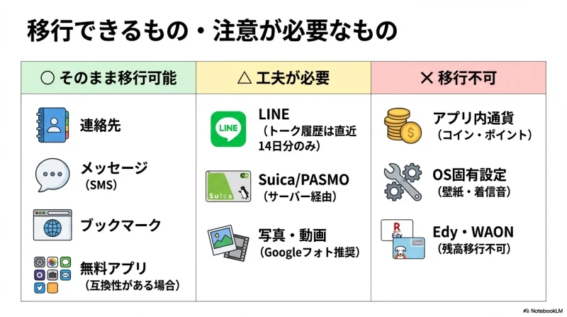 LINEや電子マネーなど移行時の重要チェックリスト