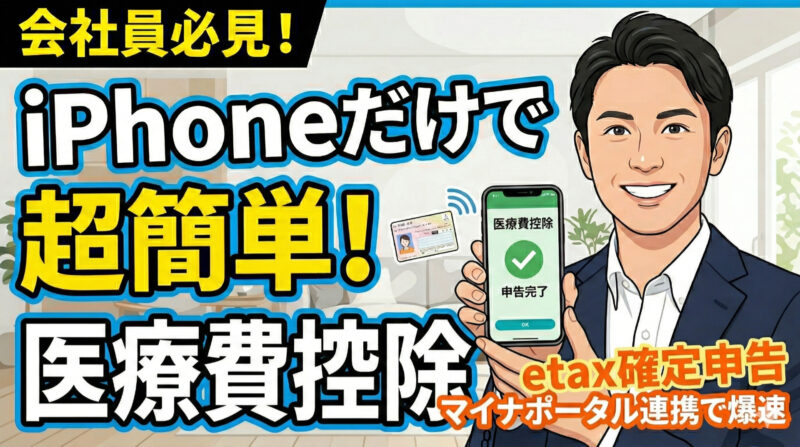 スマホとマイナンバーカードを使った医療費控除の確定申告（e-Tax）のイメージ